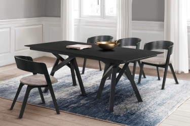 Jackie Mid-Century Upholstered Dining Chairs in Walnut finish - Set of 2