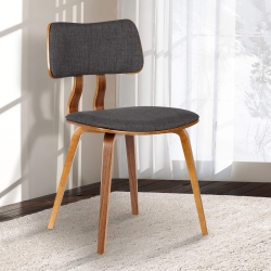 Jaguar Mid-Century Dining Chair in Walnut Wood and Gray Fabric