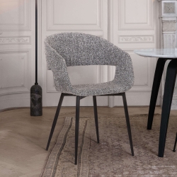 Jocelyn Mid-Century Black Dining Accent Chair with Gold Metal Legs