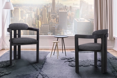 Jazmin Contemporary Dining Chair in Black Brushed Wood Finish and Charcoal Fabric - Set of 2