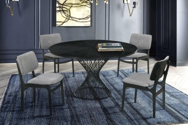 Lima Gray Upholstered Wood Dining Chairs in Walnut Finish - Set of 2