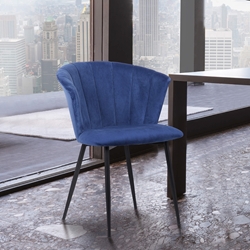 Lulu Contemporary Dining Chair in Black Powder Coated Finish and Gray Velvet
