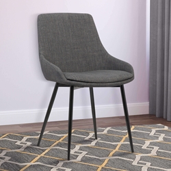 Mia Contemporary Dining Chair in Gray Faux Leather with Black Powder Coated Metal Legs
