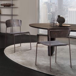 Nick Walnut and Metal Open Back Dining Accent Chairs (Set of 2)