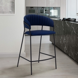 Nara 26" Blue Faux Leather and Metal Counter Height Bar Stool