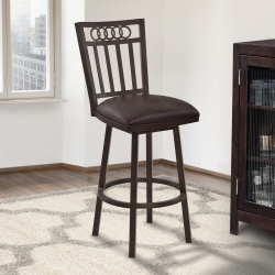Olympia 30" Bar Height Metal Swivel Barstool in Bandero Espresso Fabric and Auburn Bay Finish