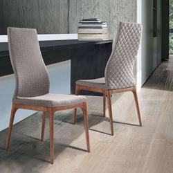 Parker Mid-Century Dining Chair in Walnut Finish and Gray Fabric - Set of 2