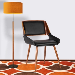 Panda Mid-Century Dining Chair Walnut Finish and Gray Fabric