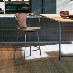 Payton Industrial 26" Swivel Black Wood and Metal Bar Stool