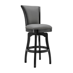 Raleigh 26" Counter Height Swivel Barstool in Black Finish and Gray Faux Leather