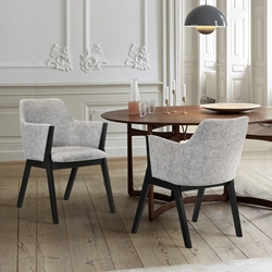 Renzo Light Gray Fabric and Black Wood Dining Side Chairs - Set of 2