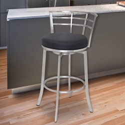 Viper 26" Counter Height Swivel Barstool in Brushed Stainless Steel finish with Gray Faux Leather