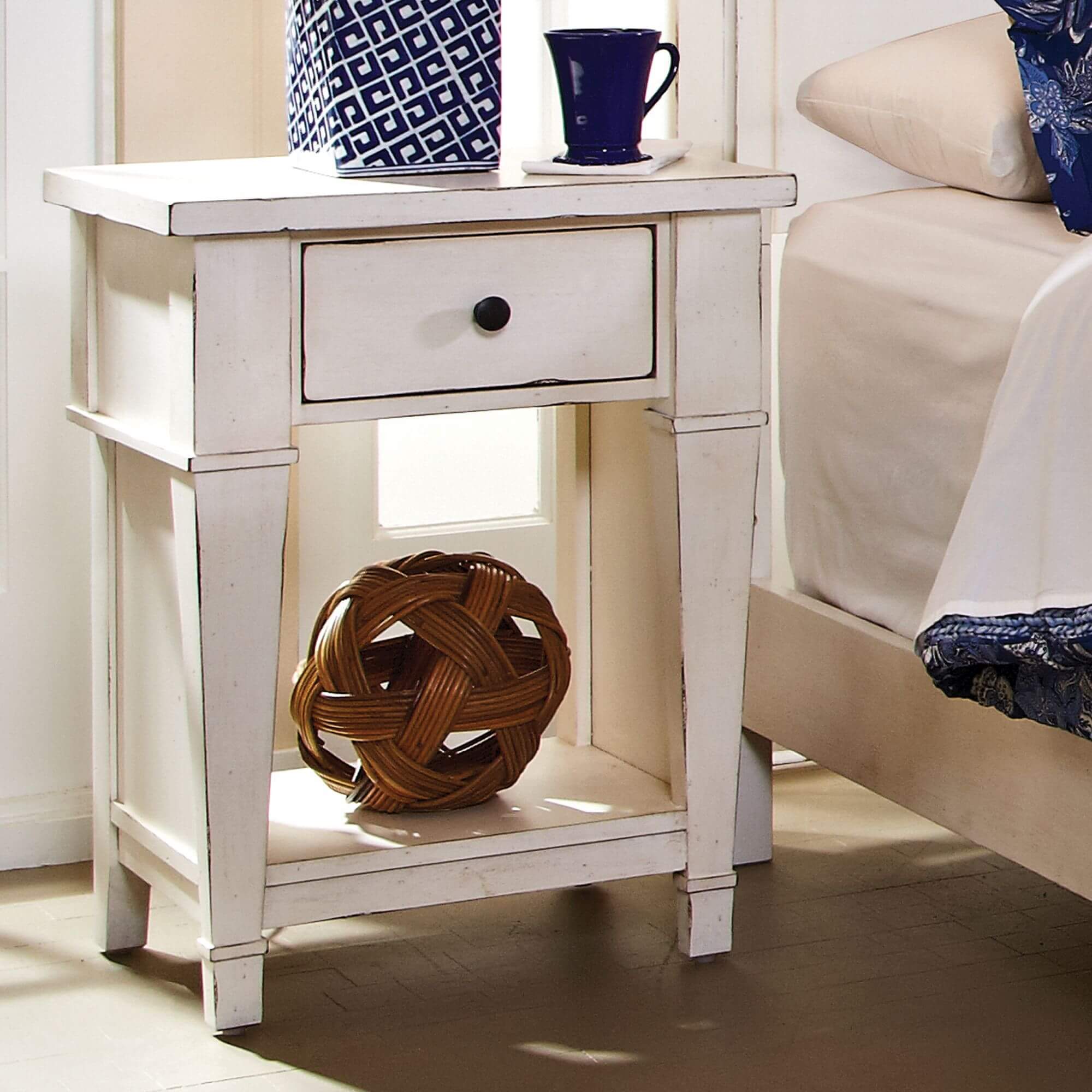 Pacific Lane French White Wood Nightstand