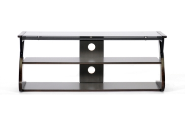 Baxton Studio Sculpten Dark Brown and Black Modern TV Stand with Glass Shelves