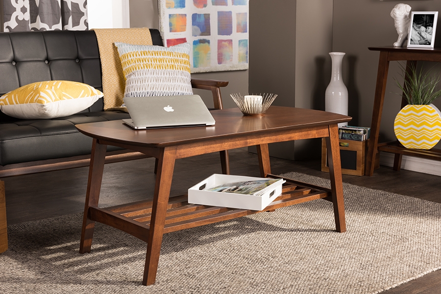Baxton Studio Sacramento Mid-century Modern Scandinavian Style Dark Walnut Coffee Table