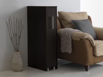 Baxton Studio Lindo Dark Brown Wood Bookcase with One Pulled-out Door Shelving Cabinet