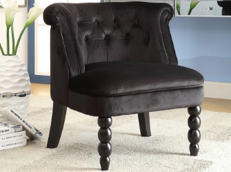 Baxton Studio Flax Victorian Style Contemporary Black Velvet Fabric Upholstered Vanity Accent Chair