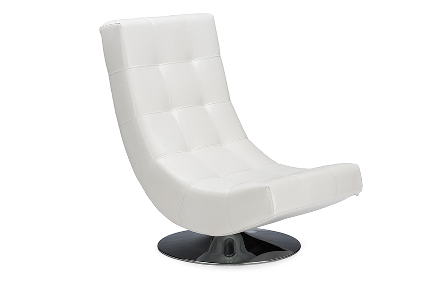 Baxton Studio Baxton Studio Elsa Modern and Contemporary White Faux Leather Upholstered Swivel Chair with Metal Base