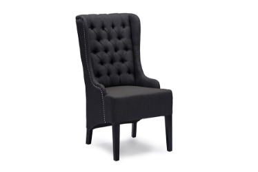 Baxton Studio Vincent Grey Linen Button-Tufted Chair with Silver Nail heads Trim