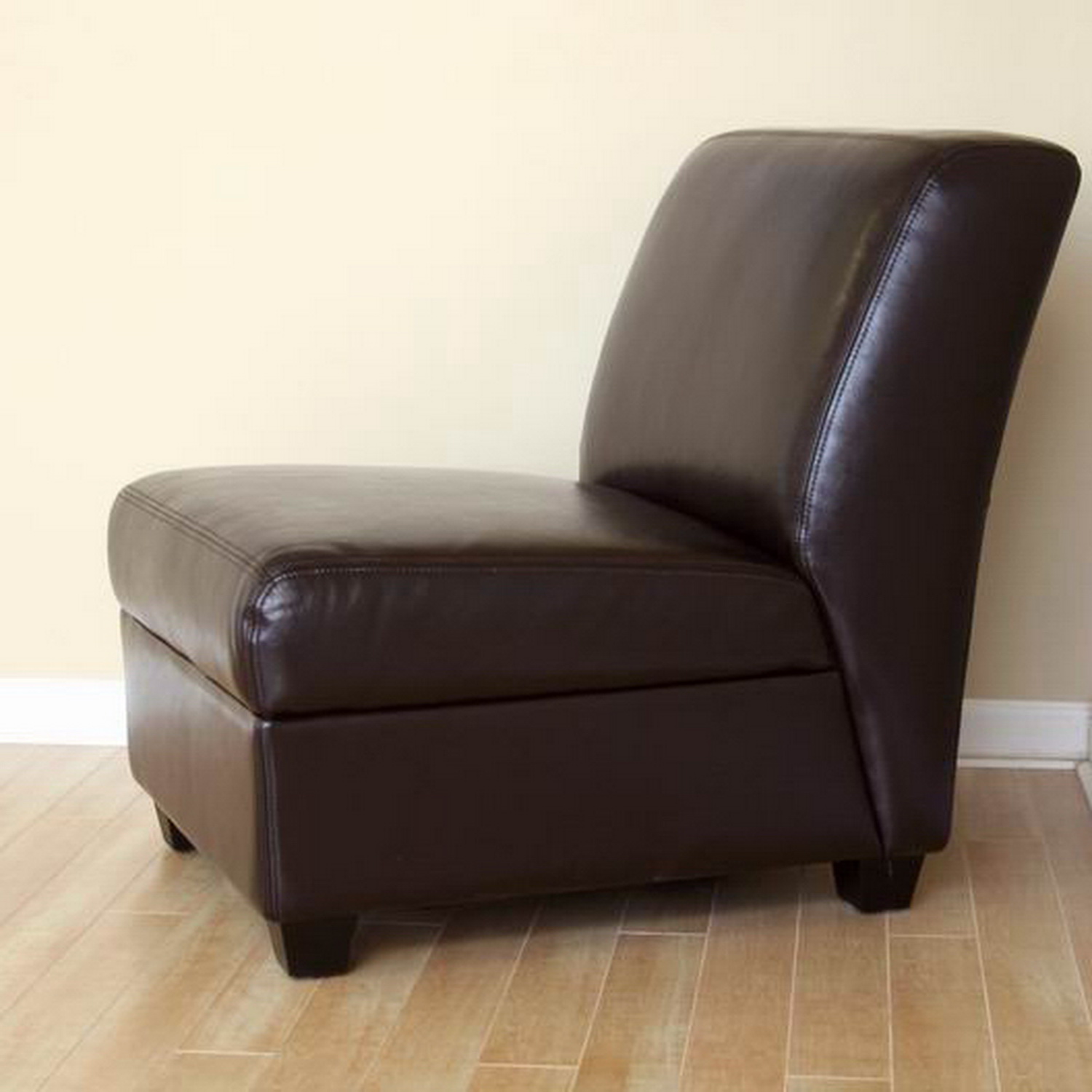 Baxton Studio Dark Brown Armless Club Chair