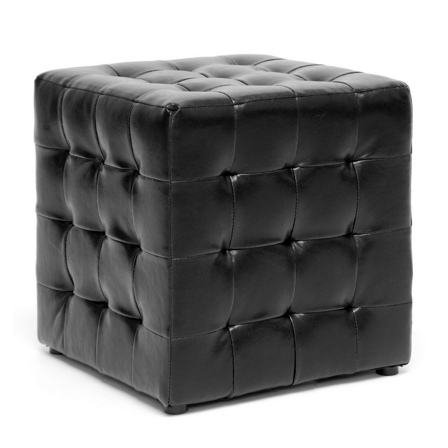 Baxton Studio Siskal Black Modern Cube Ottoman (Set of 2)