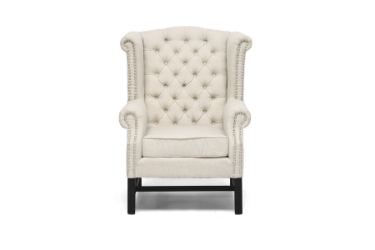 Baxton Studio Sussex Beige Linen Club Chair