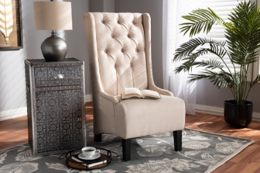 Baxton Studio Dorais Transitional Beige Fabric Upholstered Accent Chair