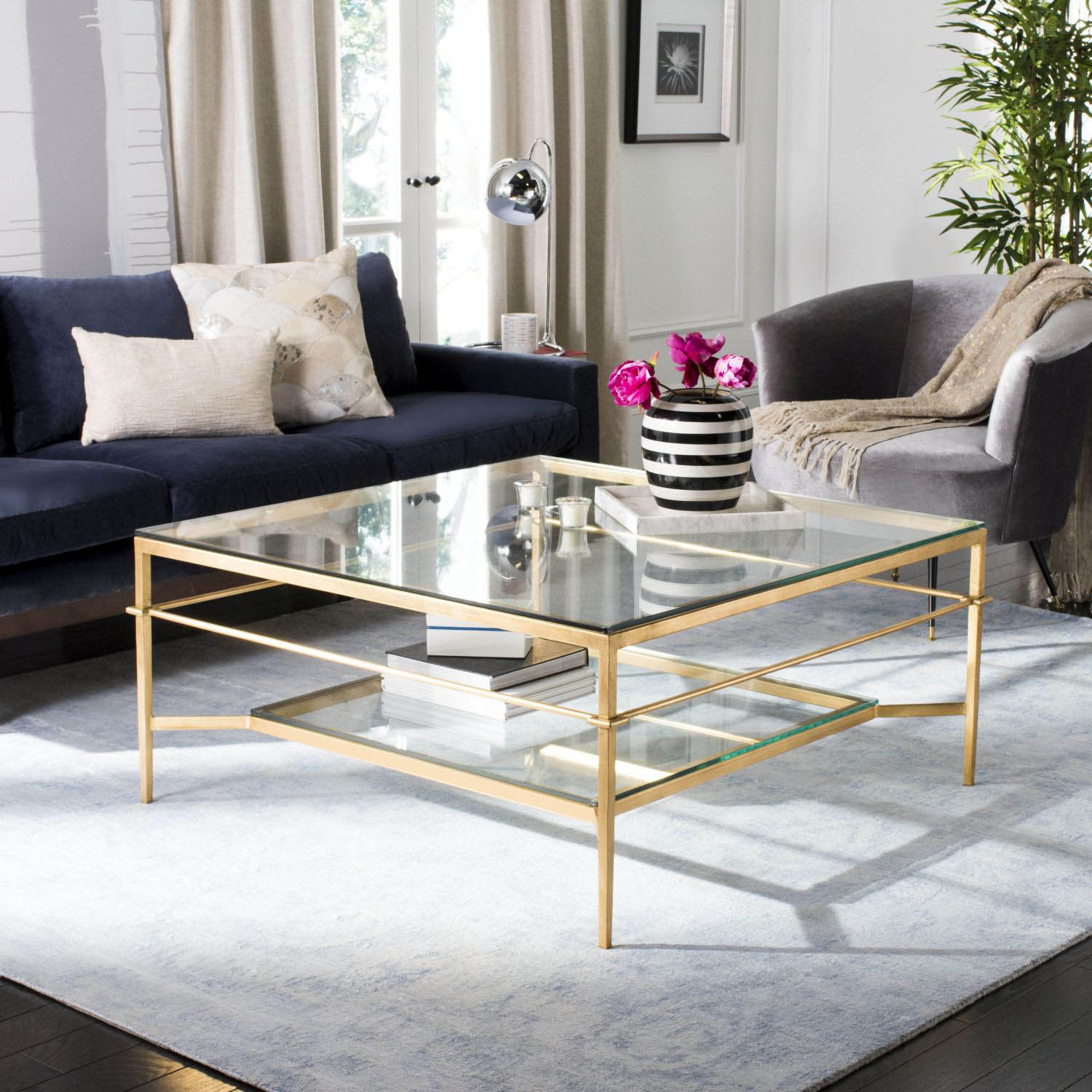 Devin Gold Leaf Glass Cocktail Table