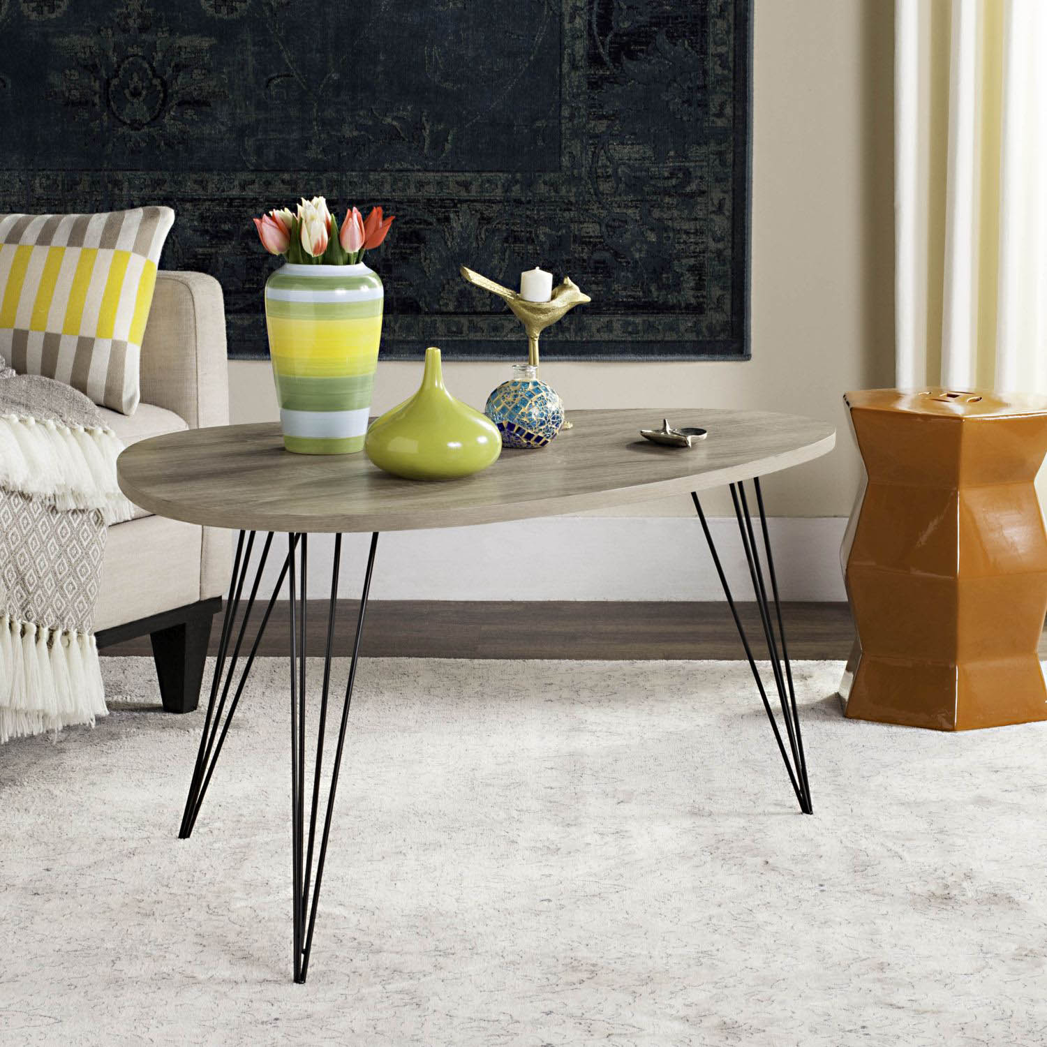 Jessa Retro Mid Century Wood Coffee Table