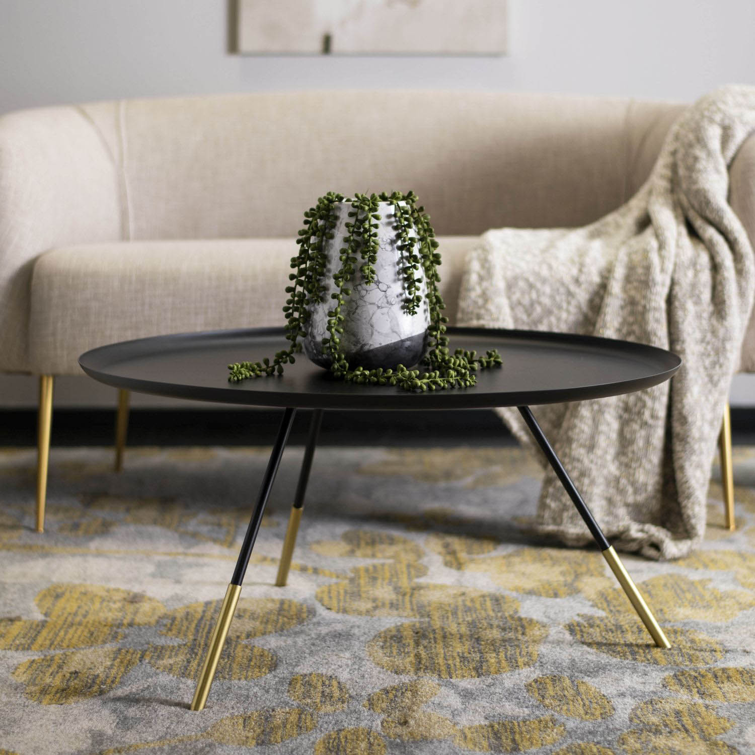 Scarlett Coffee Table with Metal Gold Cap