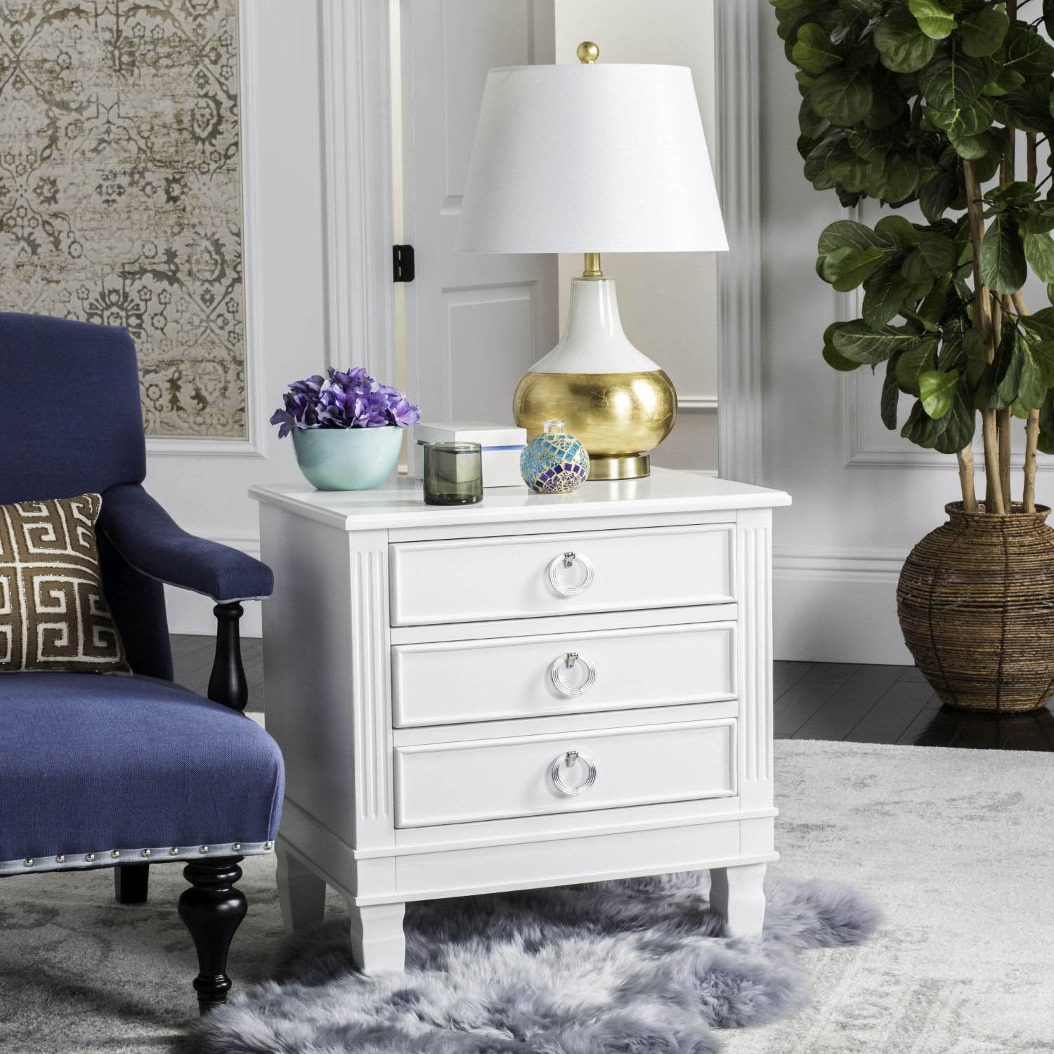 Odilia Three Drawer Night Stand