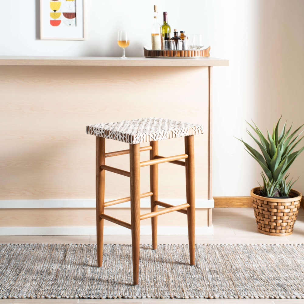Hester Woven Leather Barstool