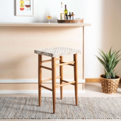 Hester Woven Leather Barstool
