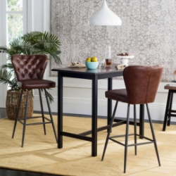 Avita 30"H Mid Century Modern Leather Tufted Bar Stool