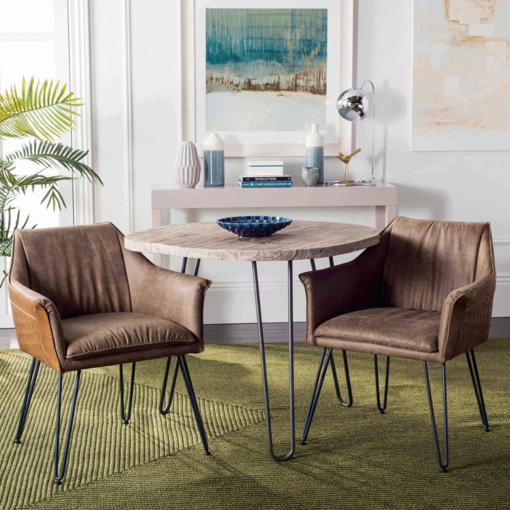 Arjun 19''H Mid Century Modern Leather Dining Chair