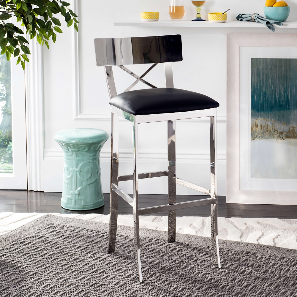 Keiko 39''H Stainless Steel Cross Back Bar Stool