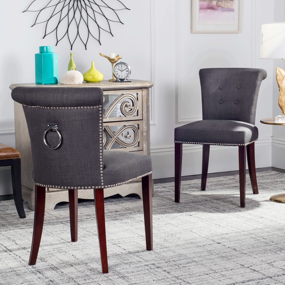 Madeline 21''H Linen Ring Chair Nickel Nail Heads (Set Of 2)