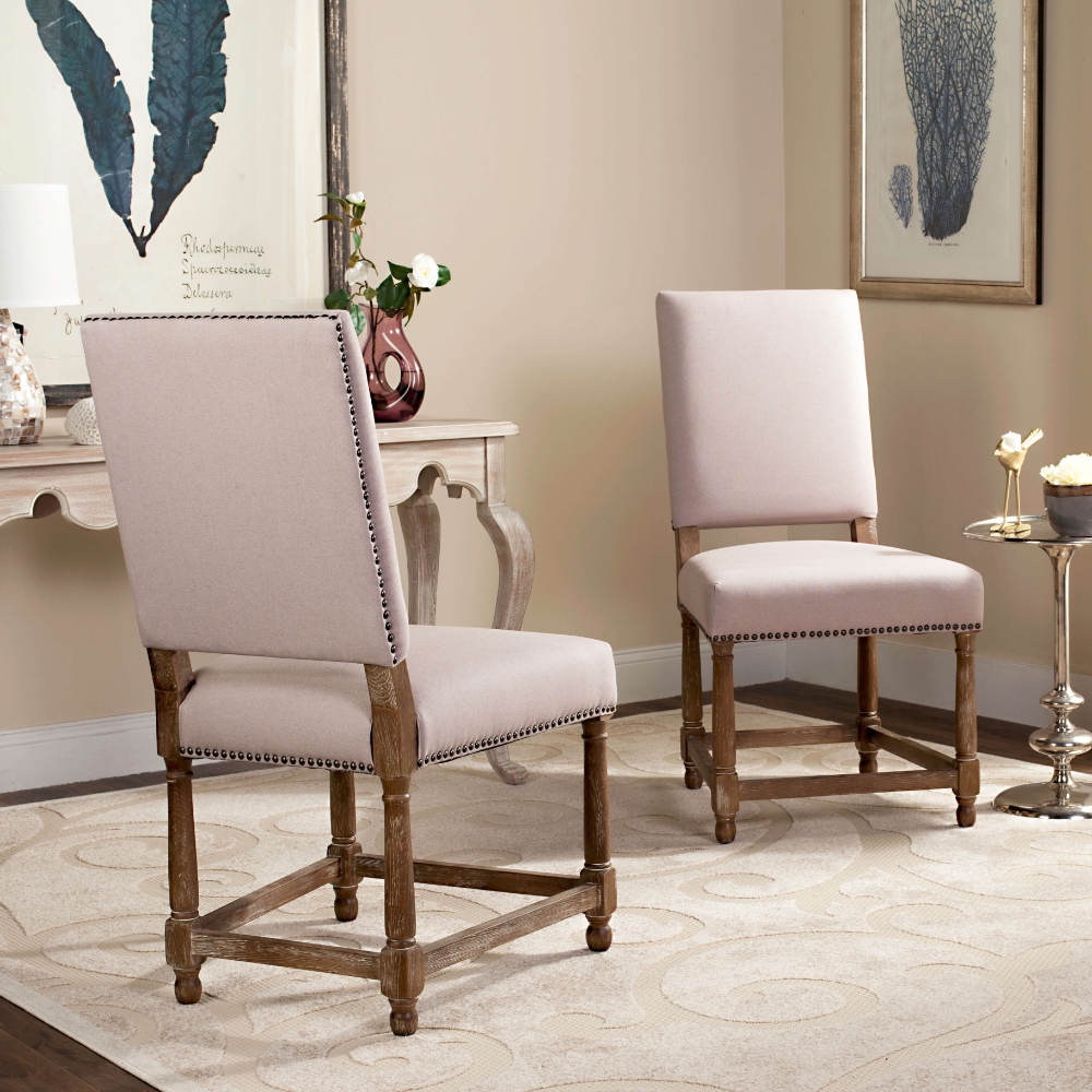 Camden 20''H Linen Side Chairs (Set Of 2) Nickel Nail Heads