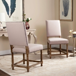 Camden 20H Linen Side Chairs (Set Of 2) Nickel Nail Heads