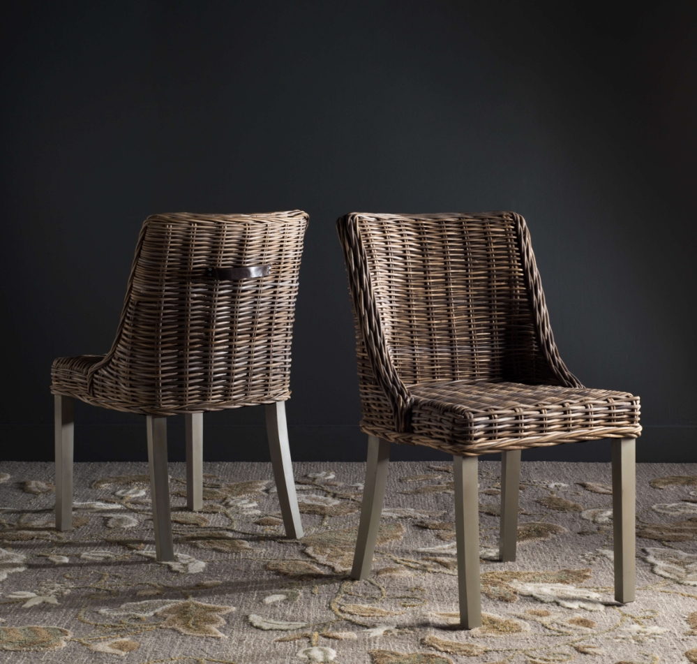 Kiska 18''H Wicker Dining Chair With Leather Handle