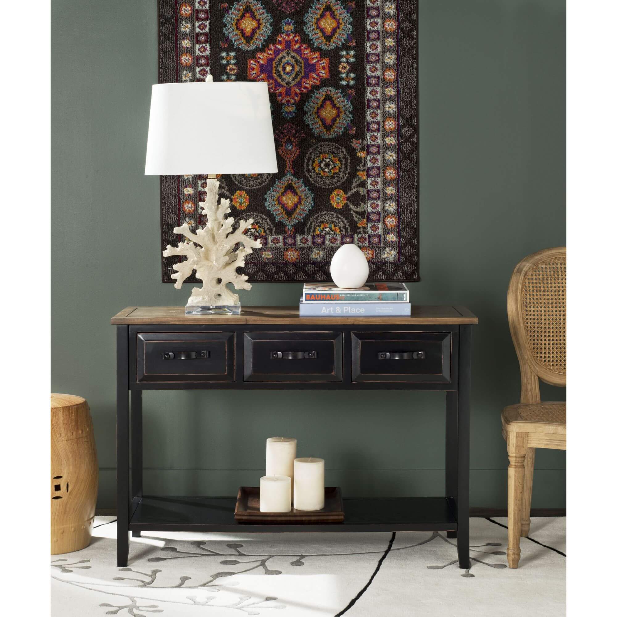 Beth 3 Drawer Console Table - Black