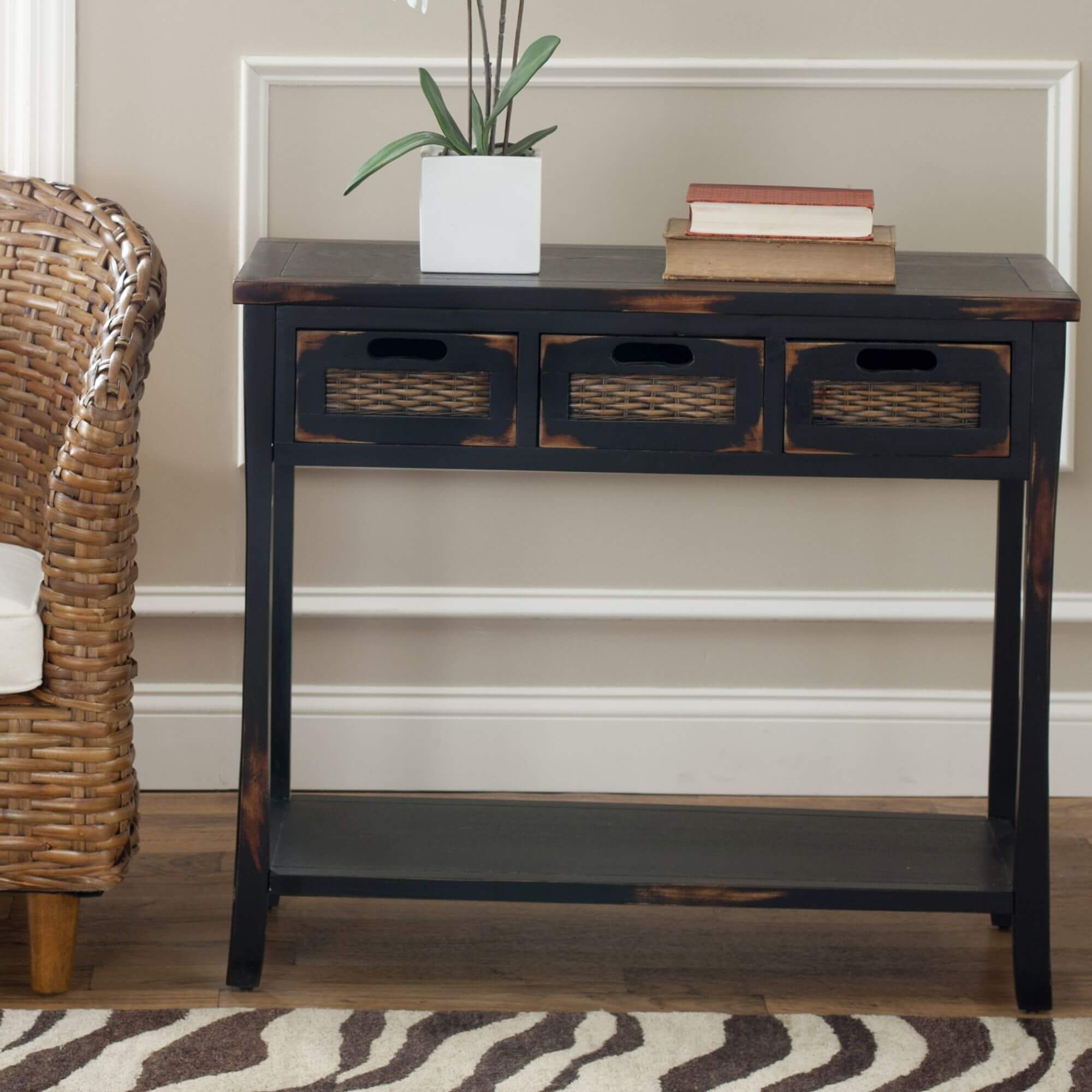 Josef 3 Drawer Console - Black
