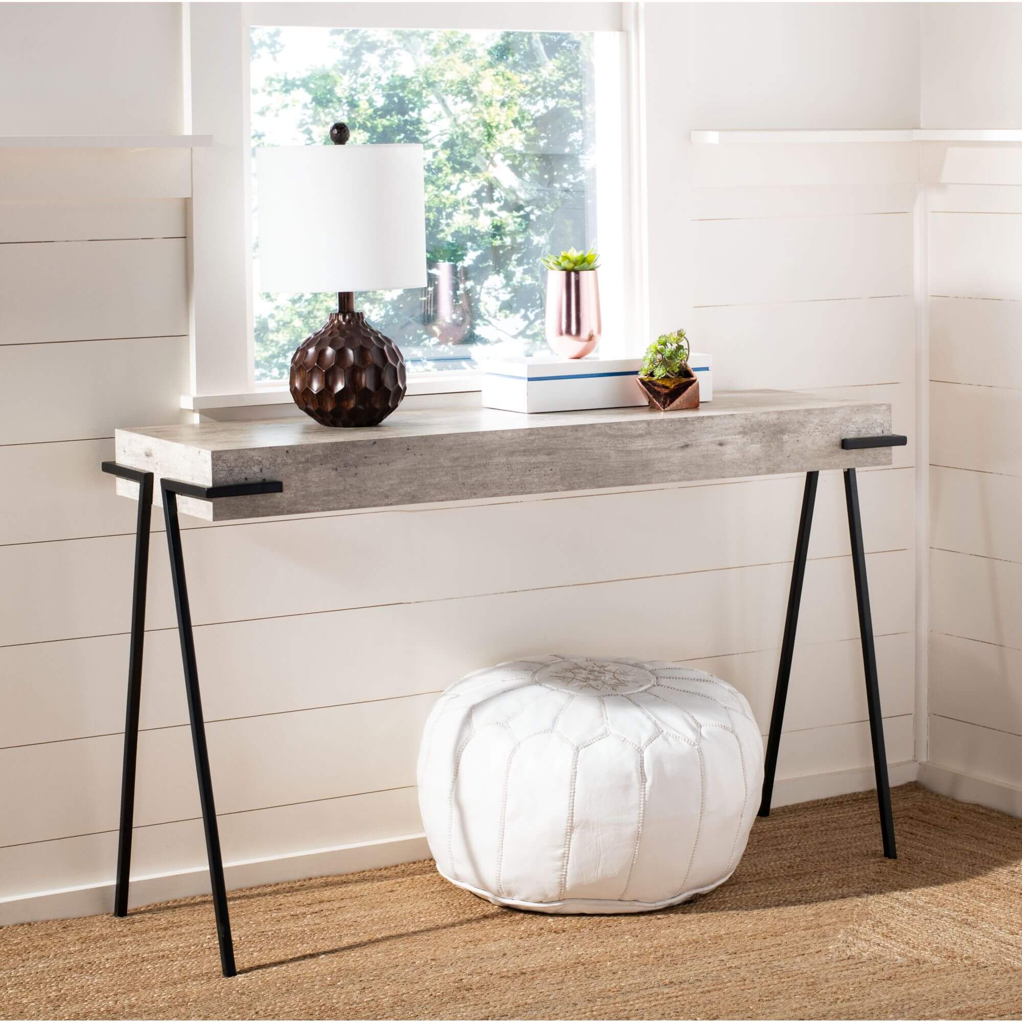 Shayla Rectangle Console Table - Light Grey