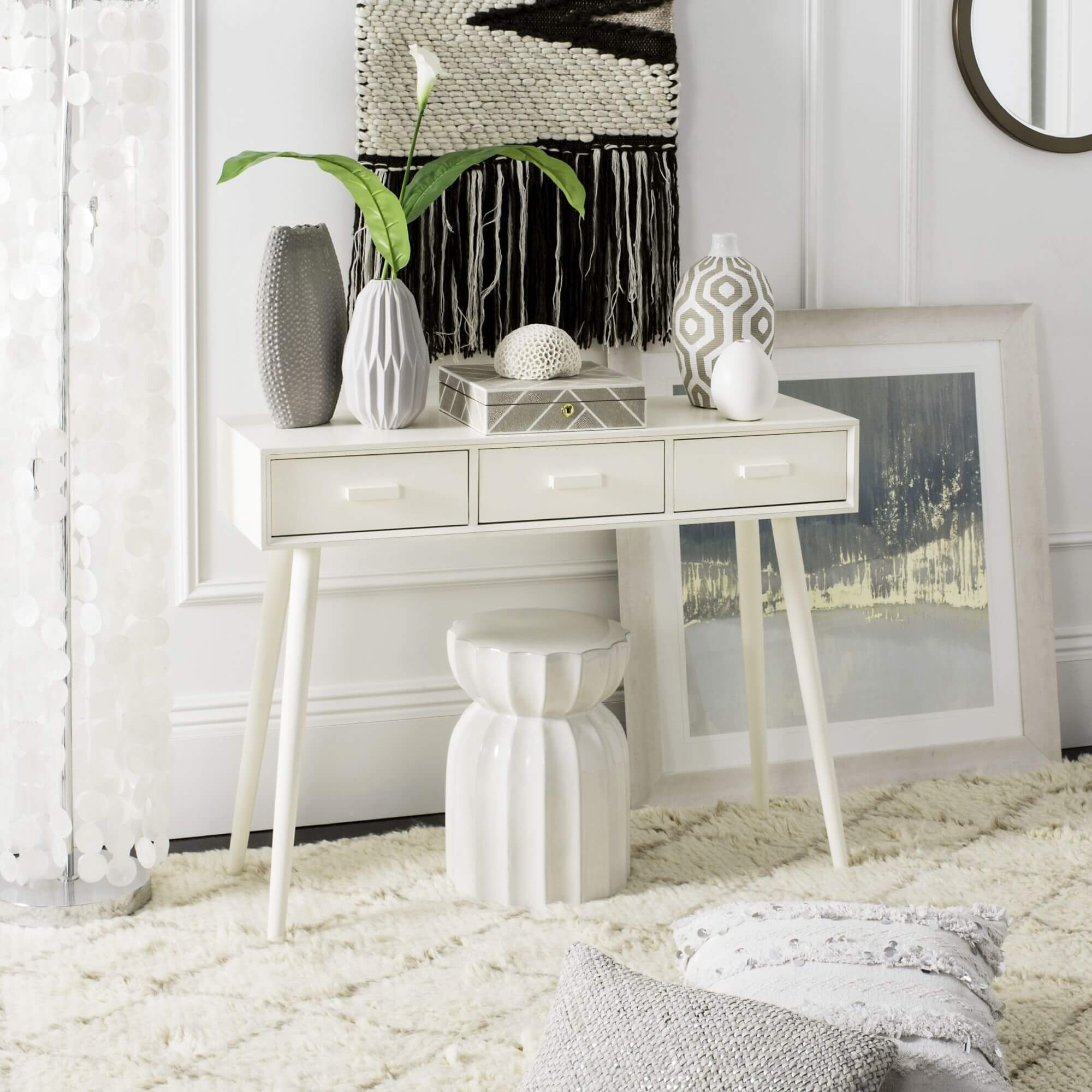 Benji 3 Drawer Console Table  - Vintage White
