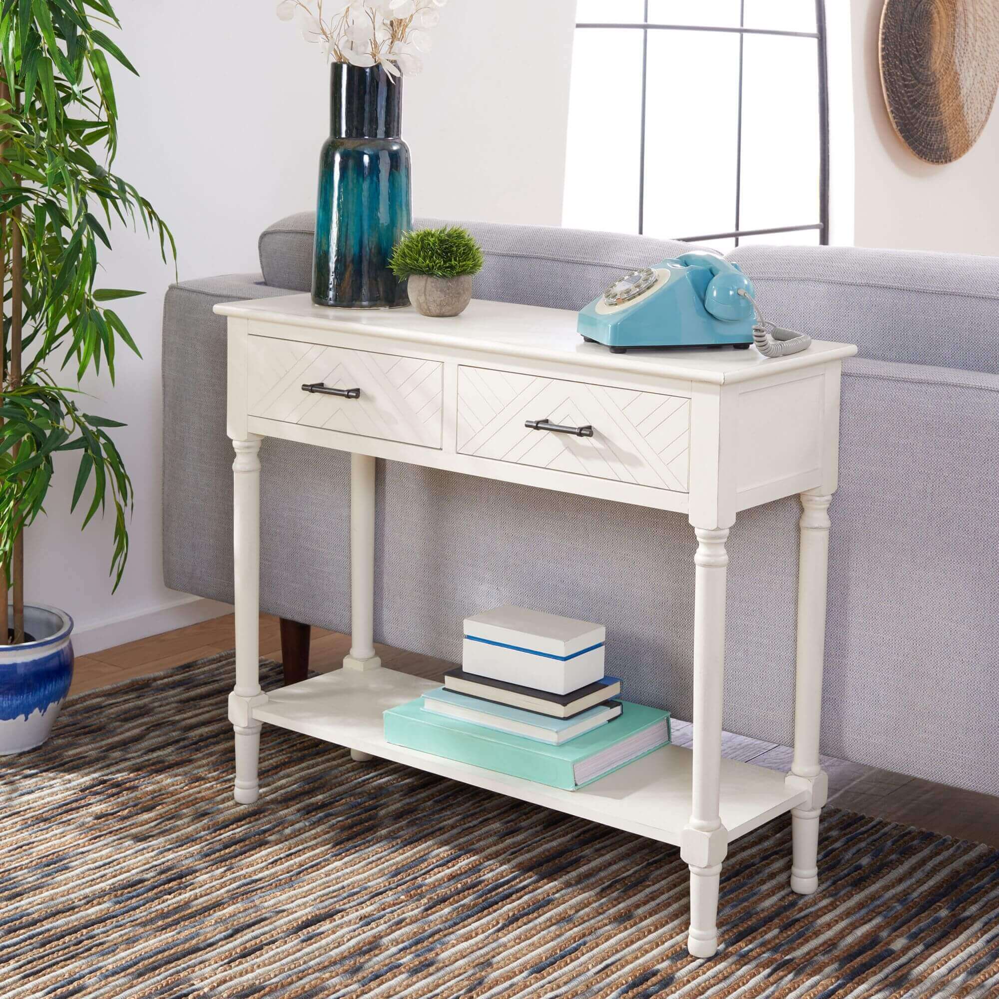 Daegan 2 Drawer Console Table - Distressed White