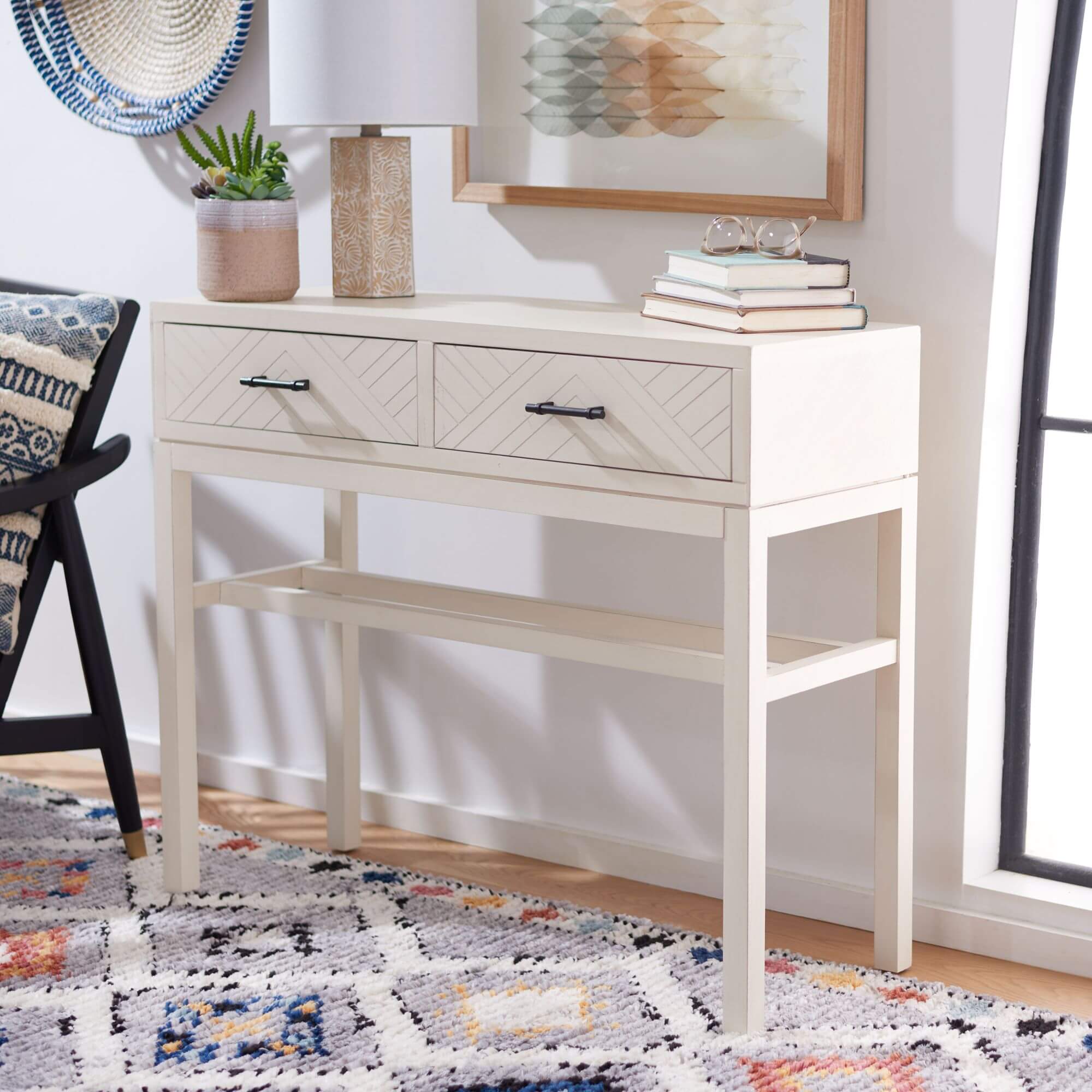 Dryden 2 Drawer Console - Distressed White