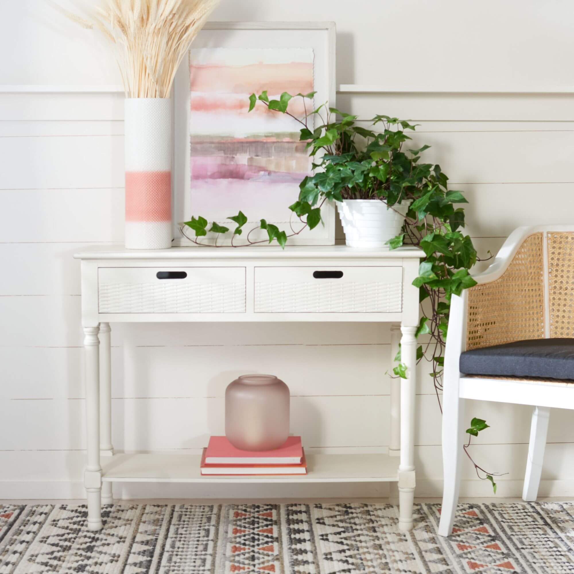 Beale 2 Drawer Console - Distressed White