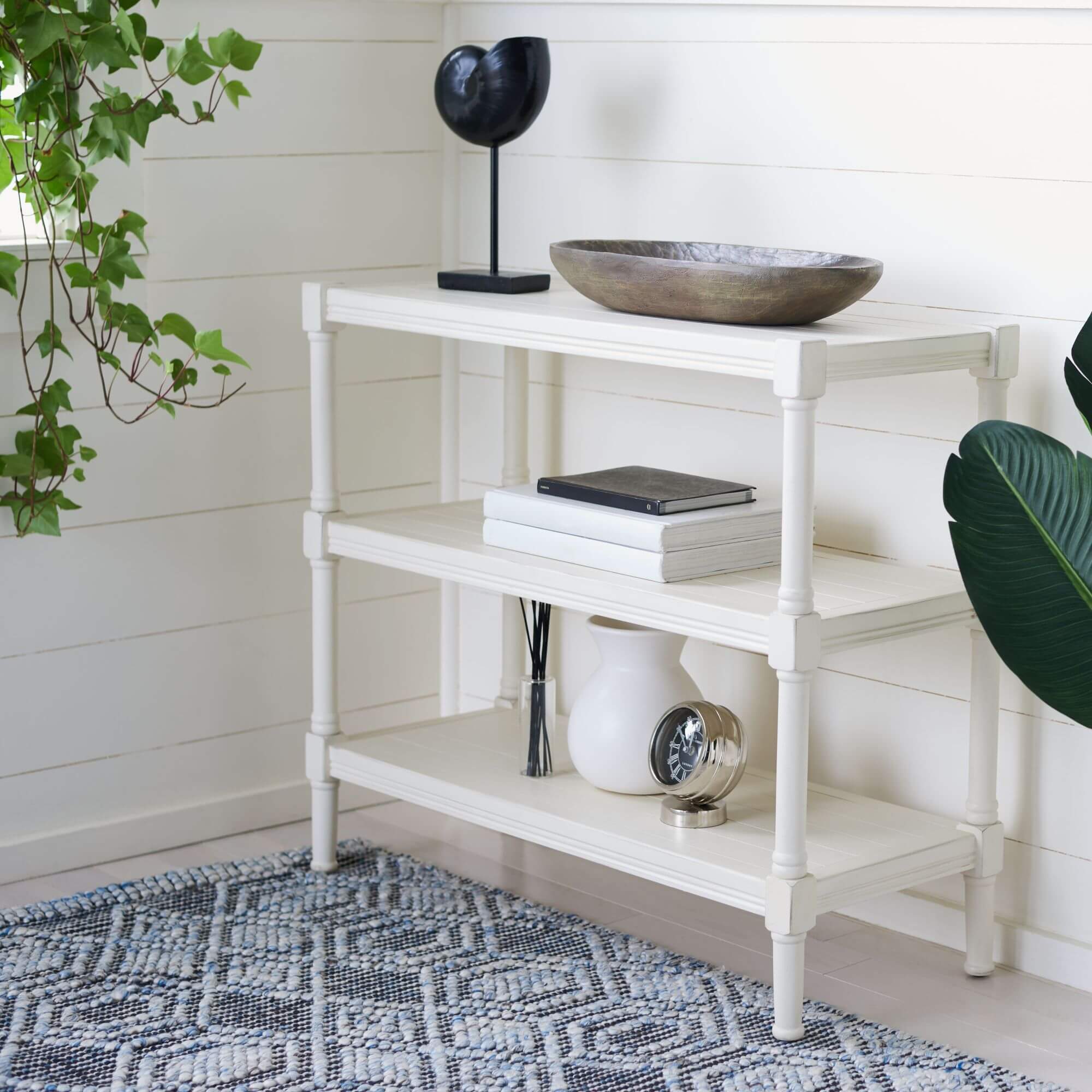 Julian 3 Shelf Console Table - Distressed White
