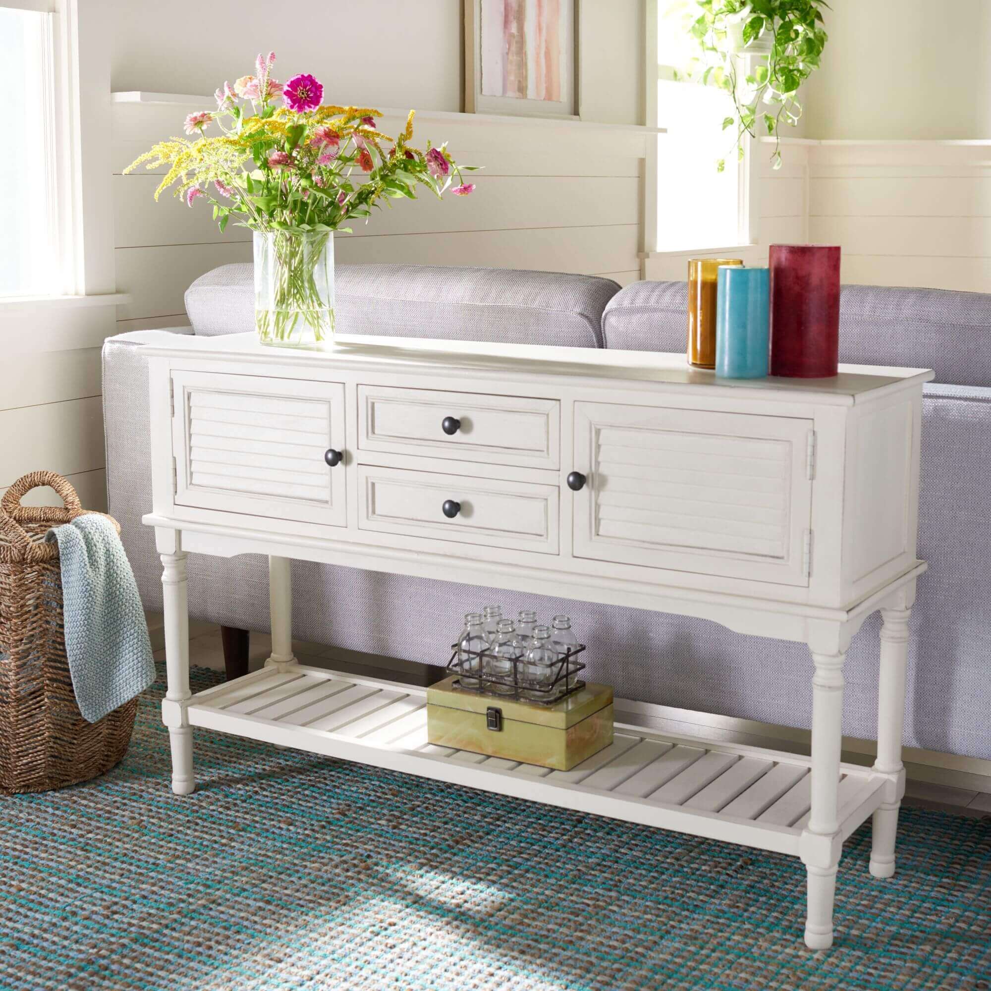 Corbin 2 Drawer 2 Door Console Table - Off White