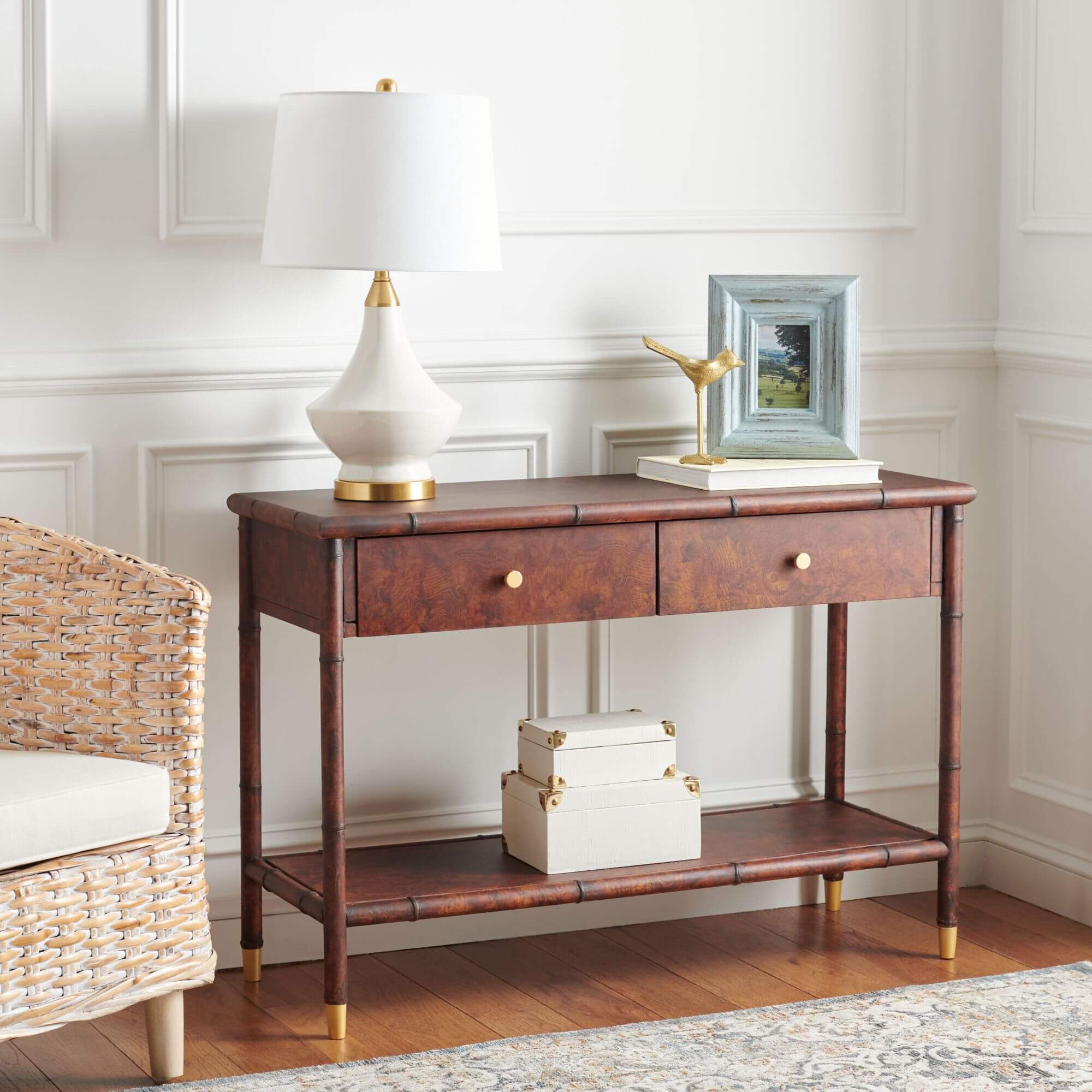 Randell 2 Drawer 1 Shelf Console Table - Dark Brown
